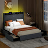Full/Queen Size Bed Frame with LED Lights and Charging Station-Full Size - Gallery View 1 of 10
