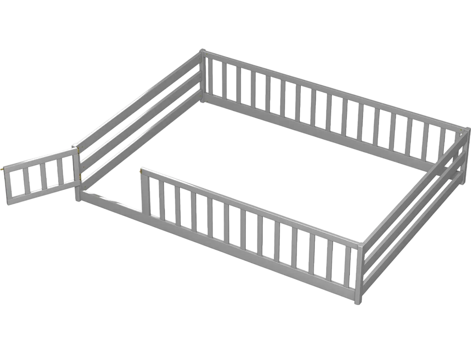Costway Full Size Floor Bed w/ Full Length Safety Guardrails 55162964 New