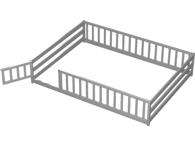 Costway Full Size Floor Bed w/ Full Length Safety Guardrails 55162964 New