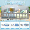 Gray full-size floor bed with lockable door and full-length safety guardrails, ideal for kids' sleeping and play.