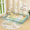 Full Size Floor Bed with Full Length Safety Guardrails-Dark Green - Gallery View 1 of 9