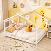 Full Size House Bed Montessori Floor Bed with Headboard-White - Gallery View 1 of 9