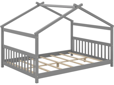 Costway Full Size Montessori House Floor Bed Frame w/ Headboard 397826145 New