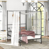 Twin/Full/Queen Size Metal Canopy Bed Frame with Slat Support-Full Size - Gallery View 1 of 10