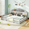 Full Size Montessori Floor Bed with Storage Compartments and Shelf-Gray - Gallery View 1 of 10