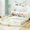 Full Size Montessori Floor Bed with Storage Compartments and Shelf-White - Gallery View 1 of 10