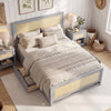 Full Size Rattan Bed Frame with Storage Drawers-Gray - Gallery View 1 of 10
