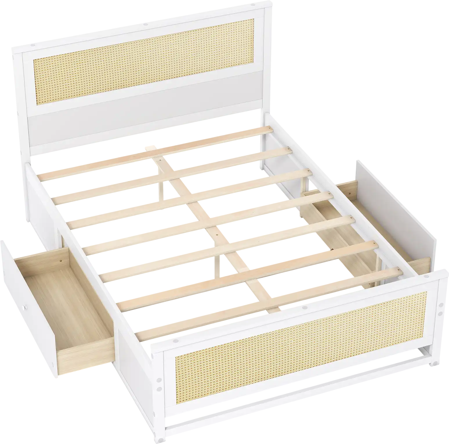 Costway Full Size Rattan Bed Frame w/ Storage Drawers 18956704 New