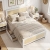 Full Size Rattan Bed Frame with Storage Drawers-White - Gallery View 1 of 10