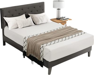 Costway Upholstered Platform Bed Frame Tufted Headboard Full 54367982 New