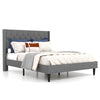 Full/Queen size upholstered platform bed with button tufted headboard, premium linen fabric, and sturdy wooden slats.