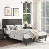 Full Size Velvet Bed Frame Upholstered Platform Bed with Chevron Headboard Gray - Gallery View 1 of 10