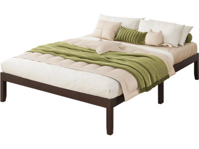 Costway Full Size Wood Bed Frame Wooden Slats Support Rubber Wood Legs Espresso 63941278 New