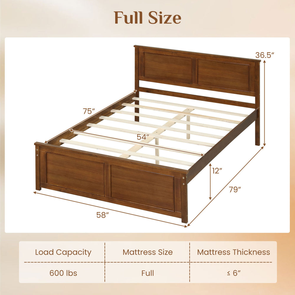 Full/Queen/Twin Size Wooden Bed Frame with Headboard - Gallery View 4 of 10