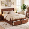 Full Size Wooden Platform Bed Frame with Storage Drawers-Walnut - Gallery View 1 of 10