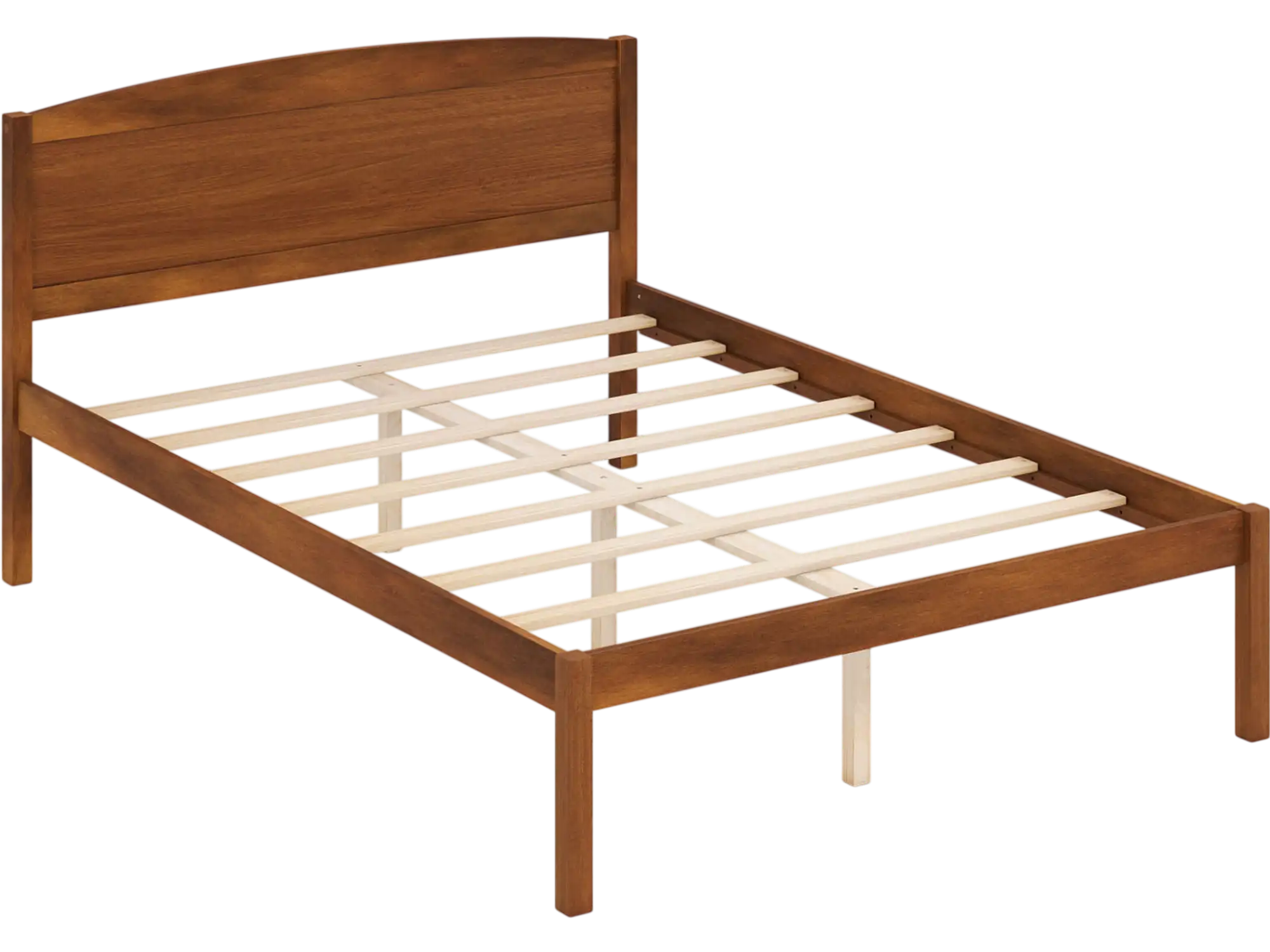 Costway Full Size Wooden Platform Bed Frame Curved Headboard 23352404 New