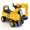 Licensed Caterpillar kids ride-on digger in yellow with control lever, flexible steering, and under-seat storage for.