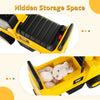 Licensed Caterpillar kids ride-on digger in yellow with hidden storage space for toys, suitable for ages 1-3 years.