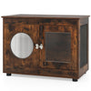Rustic brown furniture style dog crate with a translucent window and lockable door, perfect for small and medium dogs.
