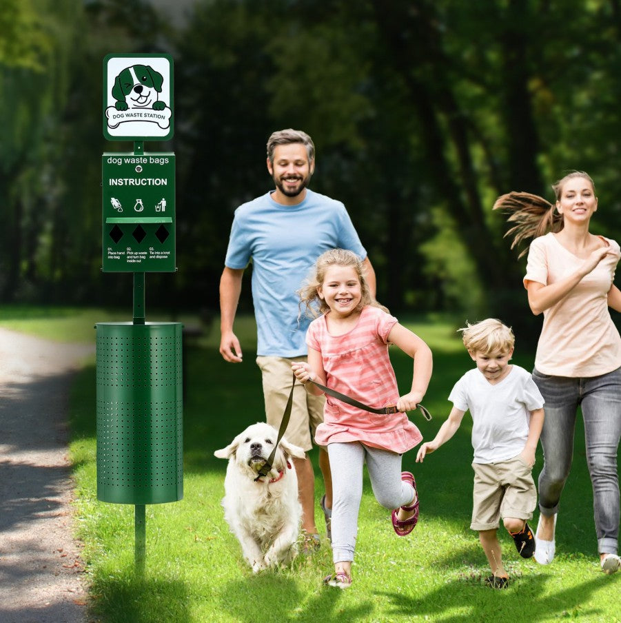 Vevor Outdoor Dog Waste Station 11.5 Gal Trash Can with 600 Bags New