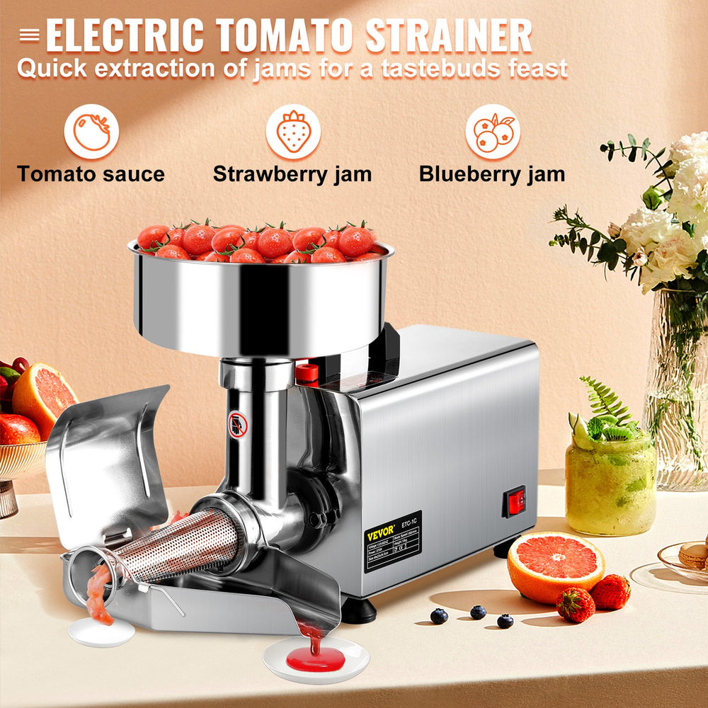 Vevor Electric Tomato Strainer 110V Commercial Grade 370W Stainless Steel 198-330 Lbs. per Hour New