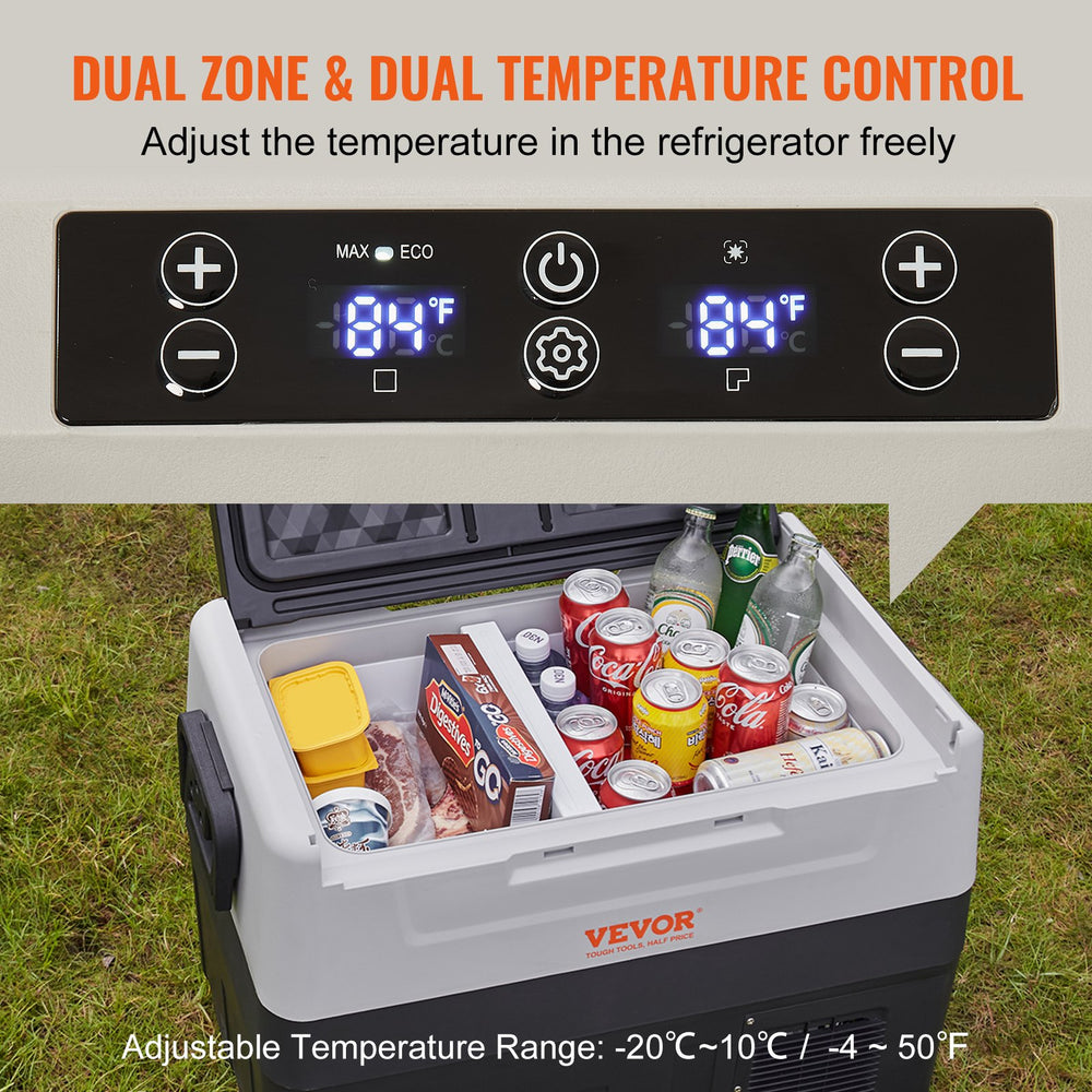 Vevor Car Refrigerator and Freezer 37 Qt. Portable Dual Zone -4°F to 50°F Adjustable Temperature New