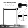 Vevor Crowd Control Stanchion 6 Pack 35.4" Queue Posts with 6.6' Retractable Belt and Fillable Base New