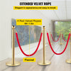 Vevor Stanchions 6 Pcs Gold Stainless Steel Posts 37.4" Tall with 5' Red Rope for Indoor/Outdoor Use New