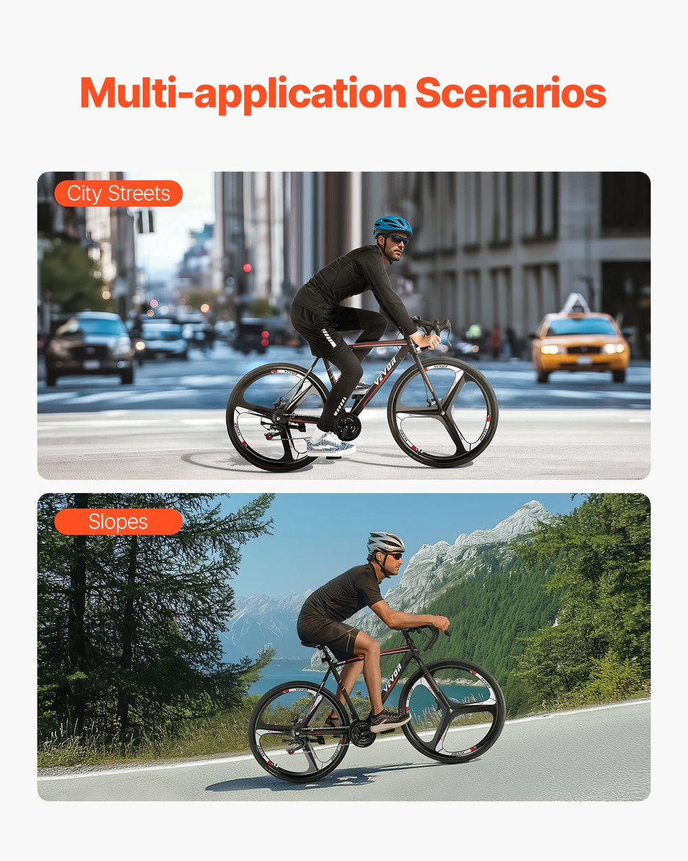 Vevor Road Bike 700C Carbon Steel Frame Shimano 21 Speed Disc Brake Racing Bicycle New