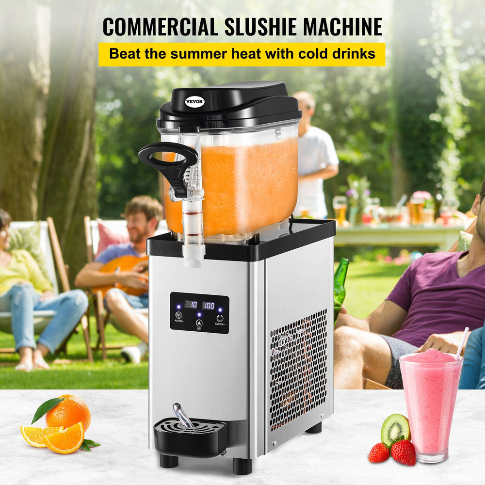 Vevor Slushy Machine 1.6 Gal 300W Single Tank Stainless Steel Frozen Drink Maker for Commercial Use New
