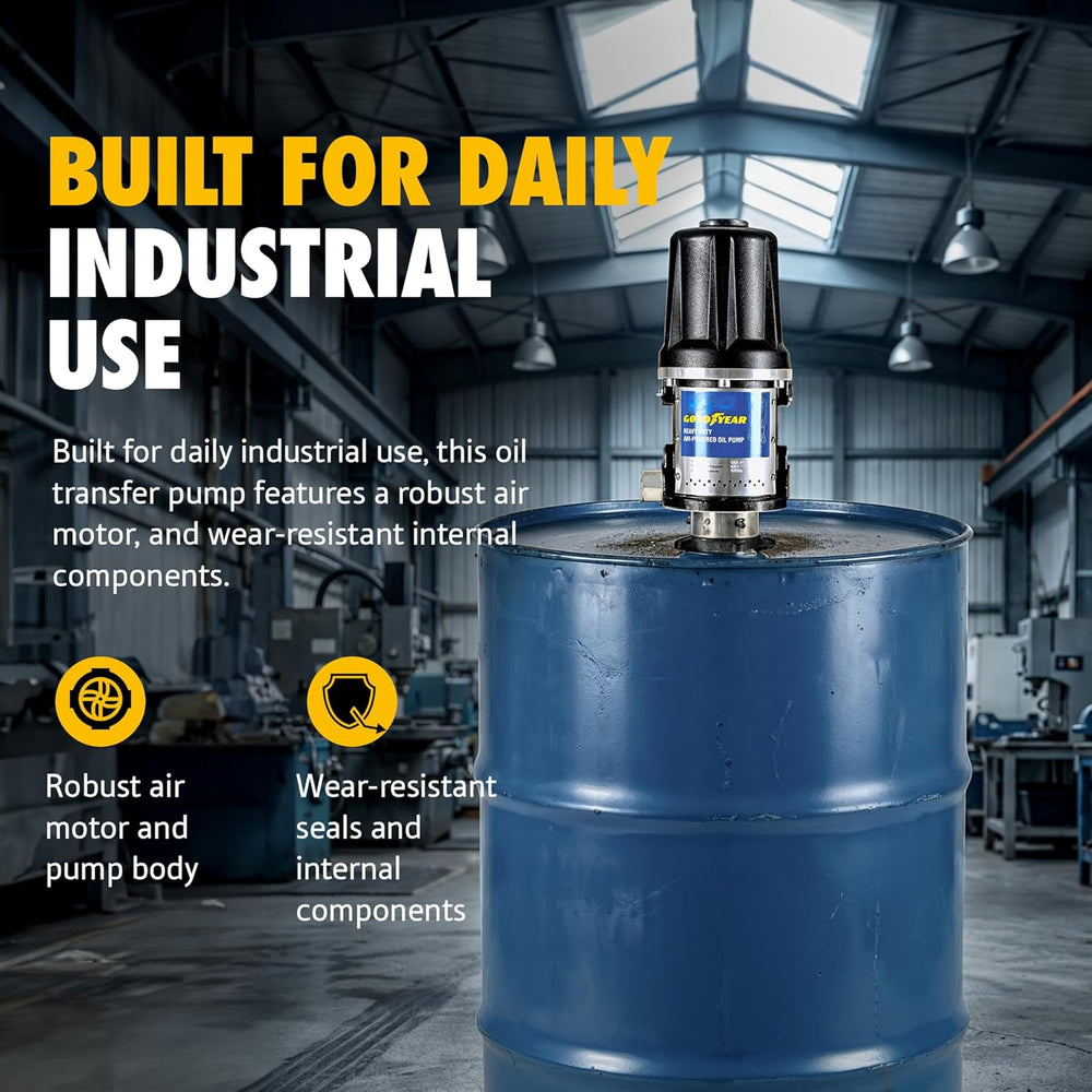 Goodyear GUL012 Oil Drum Pump 10.6 GPM 870 PSI 3/4" Female Outlet 1/4" MPT Inlet Air-Operated Pneumatic for 48-58 Gallon Drums New