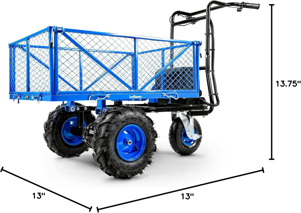 Landworks GUO026 48V Self-Propelled 500 lbs Capacity Electric Utility Wagon with Modular Cargo Bed New