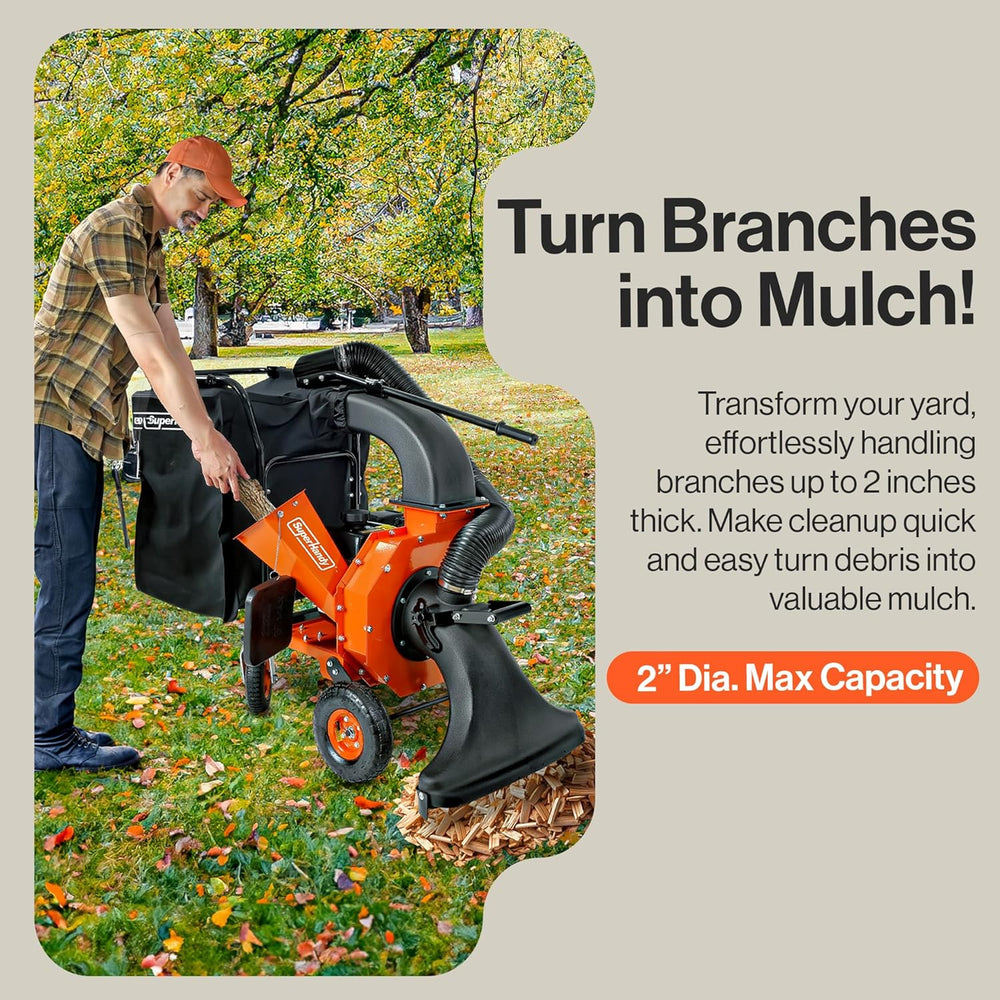 Super Handy GUO128 Leaf Vacuum and Wood Chipper Mulcher 2" Branches Gas 7HP 209cc New