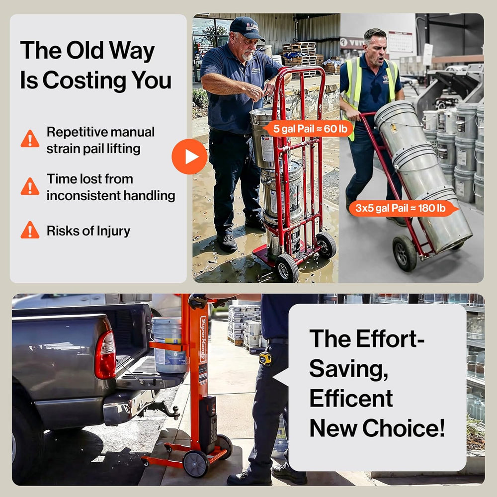 Super Handy GUO150 Pail Lift Electric Hand Truck 220 lbs. Capacity for 5 Gal. Buckets 48V 2Ah New