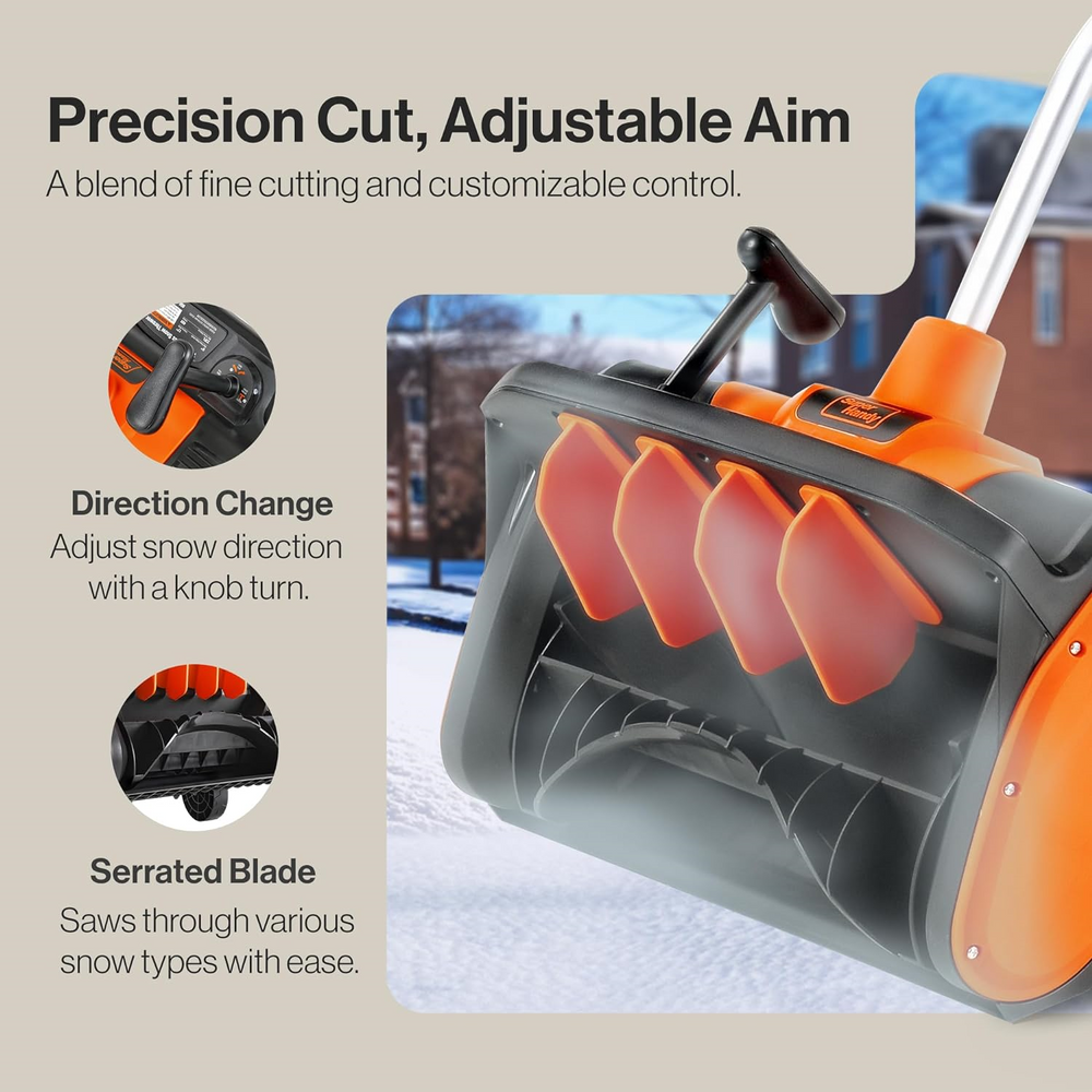 Super Handy GUT158 Electric Snow Thrower Shovel 48V 2Ah with Curved Serrated Blade New