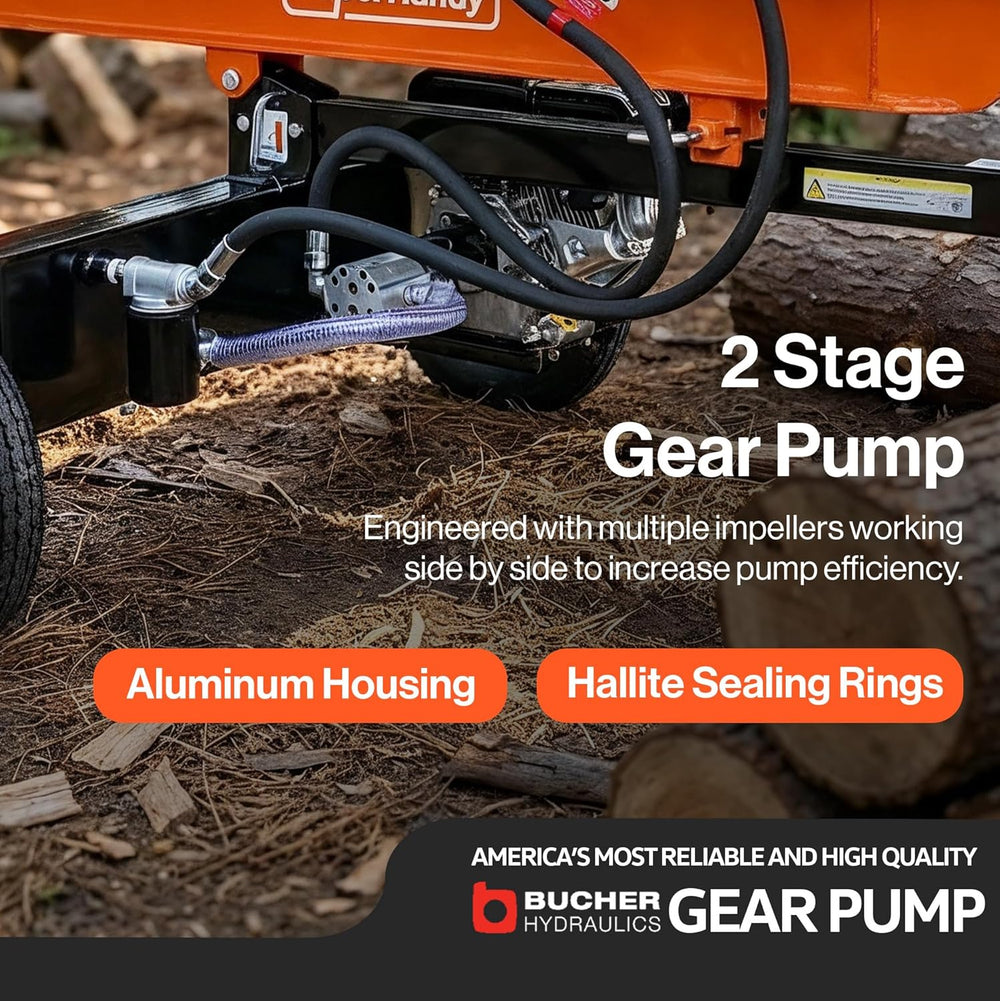 Super Handy GUT199 Log Splitter 27 Ton Full Beam Vertical/Horizontal 223cc Gas Towable New