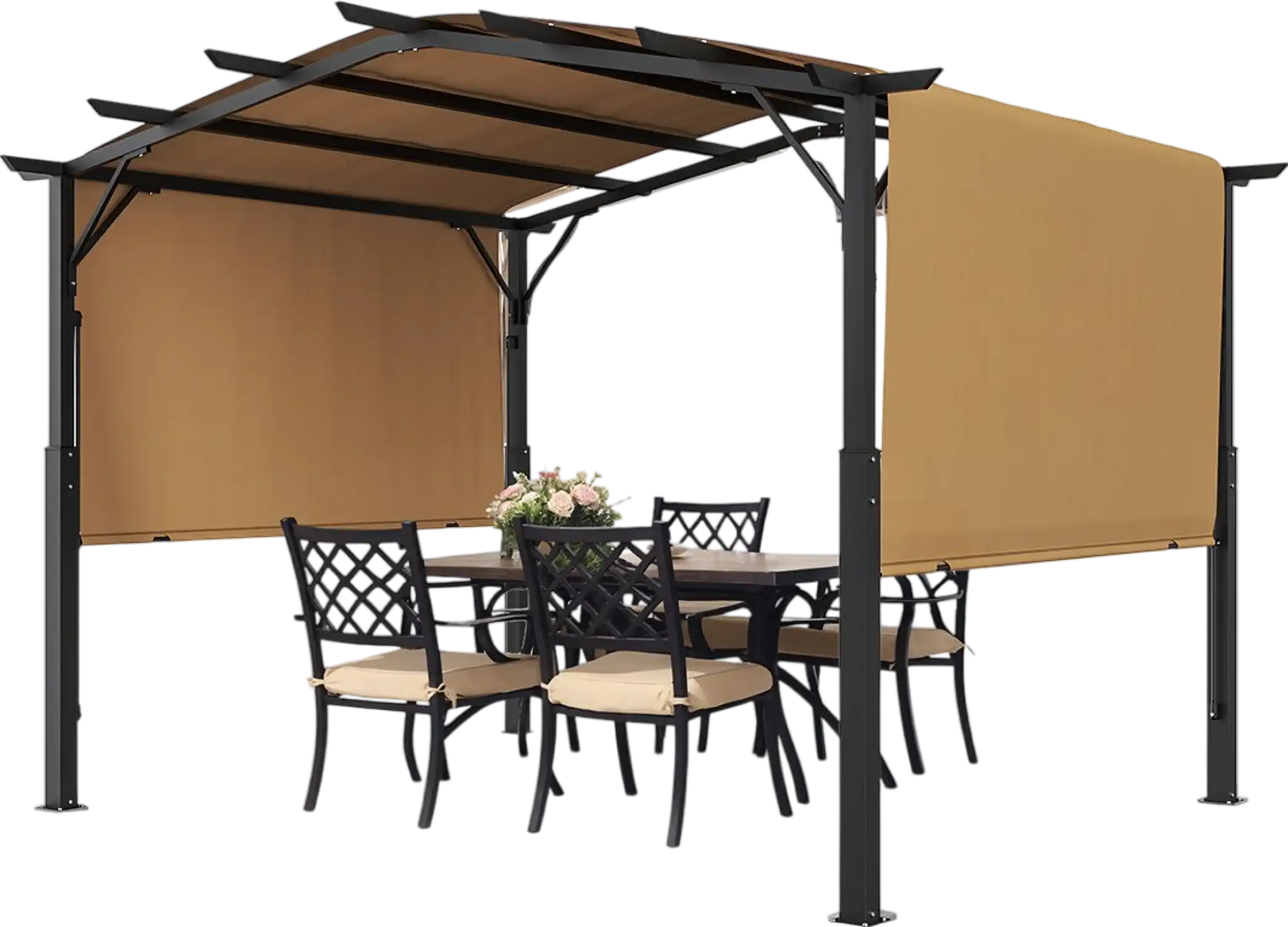 Vevor Outdoor Retractable Pergola 10' x 10' with Arched Top and Waterproof Canopy New