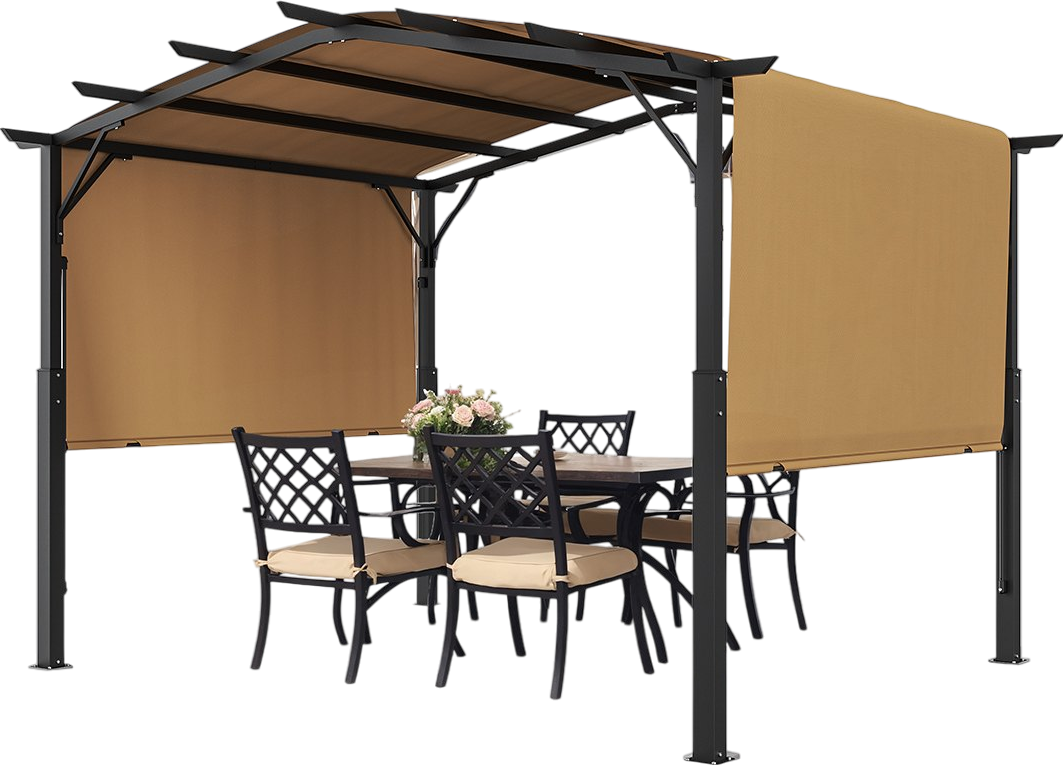 Vevor Outdoor Retractable Pergola 12' x 10' with Arched Top and Waterproof Canopy New