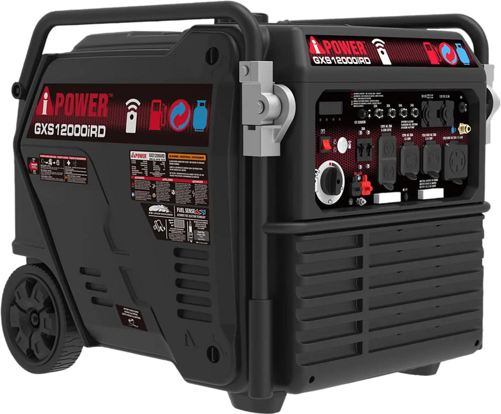 GXS12000iRD 12000 Watts Dual Fuel Portable Inverter Generator, Gas & Propane Powered, Remote Electric Start,for Home Backup & Emergency Ready, Job Site, RV