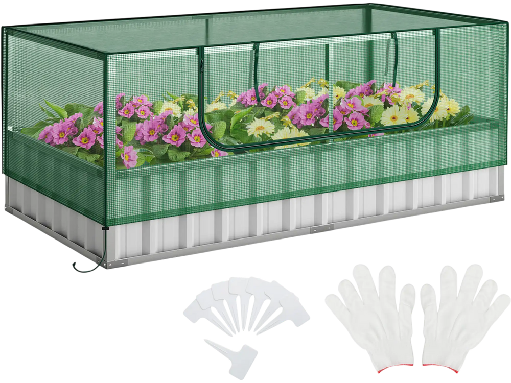Galvanized Raised Garden Bed with Greenhouse Cover