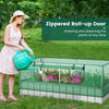 Zippered roll-up door of the galvanized raised garden bed with greenhouse cover, ideal for watering and observing.
