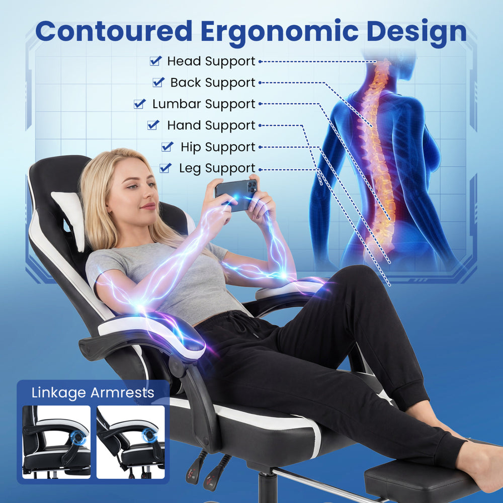 Gaming chair with ergonomic design, adjustable height, and lumbar support, perfect for long gaming sessions.