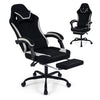 Gaming chair with adjustable height, headrest, footrest, and 360° swivel for optimal comfort during gaming sessions.