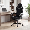 Height adjustable gaming chair in black with headrest, footrest, and ergonomic design for optimal comfort during gaming.