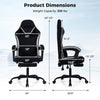 Gaming chair with adjustable height, headrest, footrest, and ergonomic design for optimal comfort during gaming.