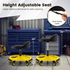 Height adjustable rolling garage stool in yellow, 20"-25" height, with tool tray storage and 5 universal wheels for.