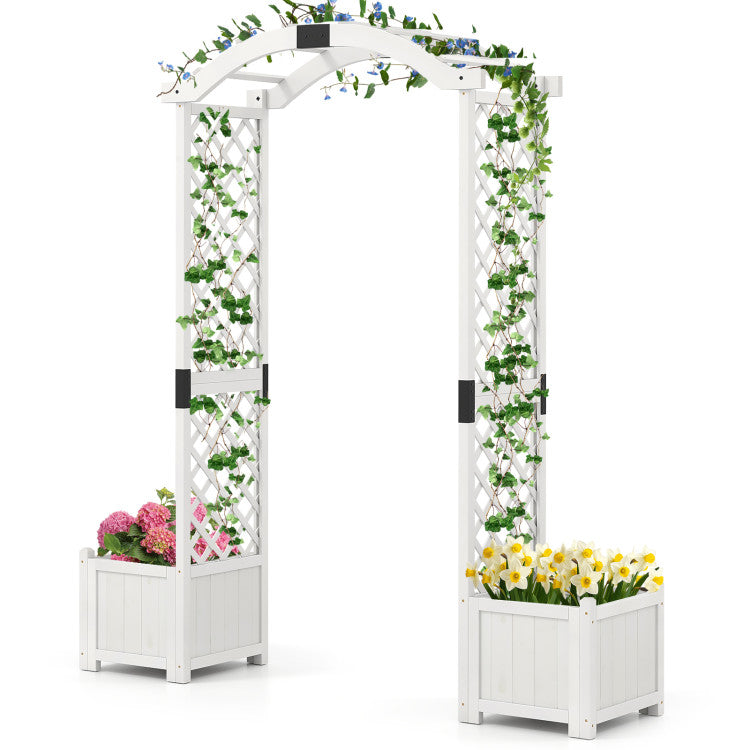 Garden arbor with raised beds, made of durable fir wood, perfect for planting vegetables and climbing vines.