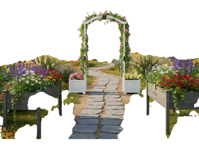 Costway 3pc Garden Arbor & Raised Bed Combo Set 79223679 New