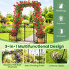 Garden arbor with gate and planter boxes, featuring a flat-roof design and side trellis for climbing plants.