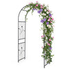 Heavy-duty metal garden arch with floral accents, 87 inches tall, ideal for climbing plants and outdoor events.